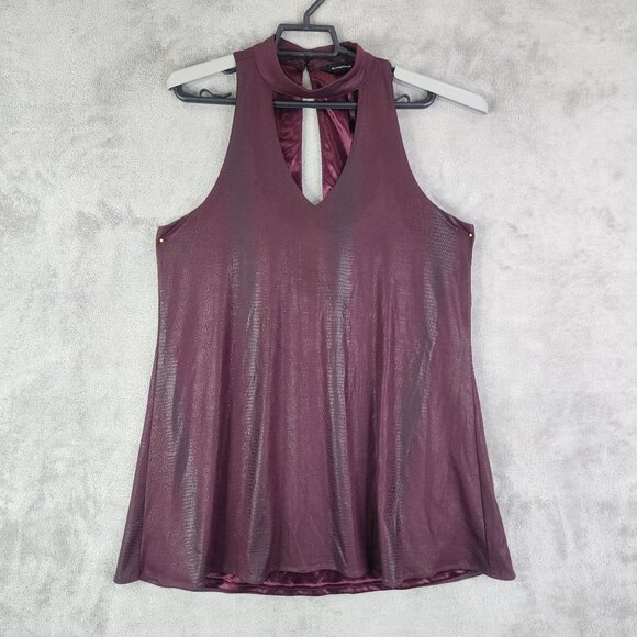 Women's Oliveacious Burgundy Snake print Sleeveless Keyhole Blouse Top Shirt Siz - Picture 2 of 11